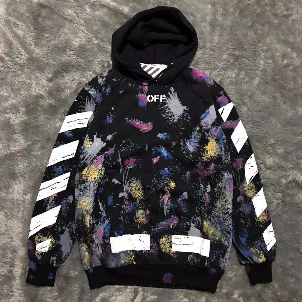 HOODIE OFF WHITE GALAXY HITAM PREMIUM