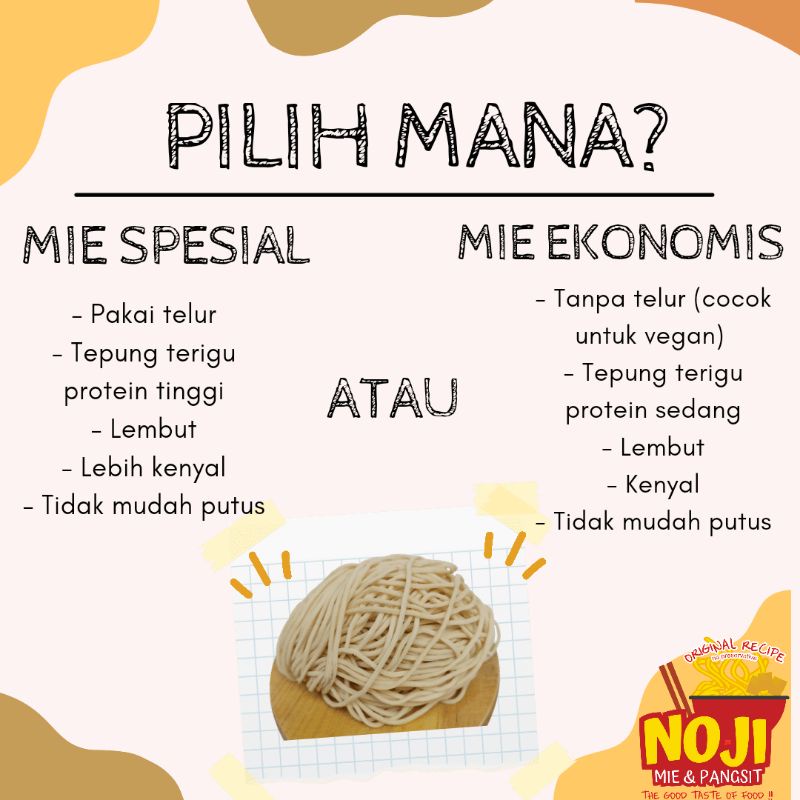 Mie mentah noji 1kg (BISA PILIH UKURAN MIE)