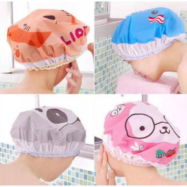 Topi Keramas / Shower Cap Karakter / Topi Mandi Karakter Lucu