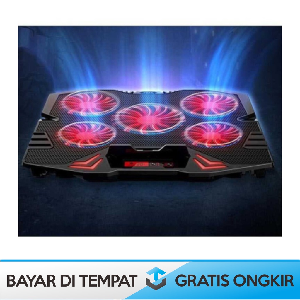 PENDINGIN LAPTOP COOLING PAD ICE COOREL DENGAN DESAIN 5 KIPAS KENCANG