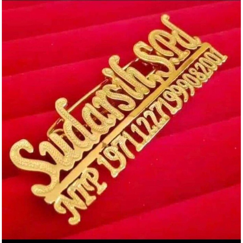 Bross Peniti Nama Nip Gold Kuningan Anti Karat Mewah