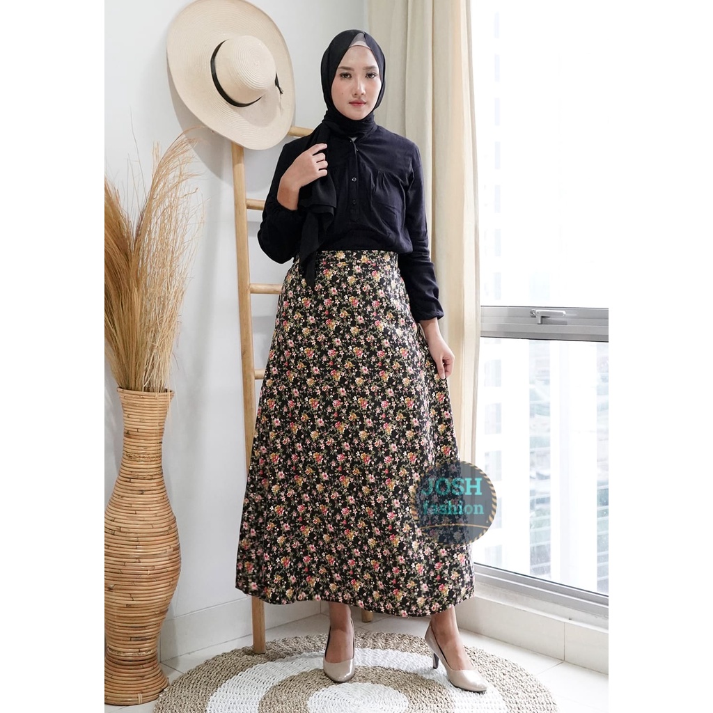 ROK DAISY SKIRT KOREA A-LINE/ROK MOTIF BUNGA/ROK PANJANG WANITA L-XL-XXL