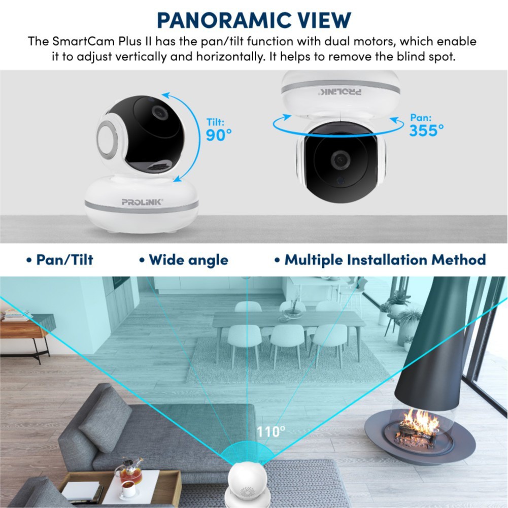 Kamera CCTV WIFI PROLiNK PIC3003WP Full HD 1080P Smart Wi-Fi Pan-Tilt IP Bardi PTZ CCTV