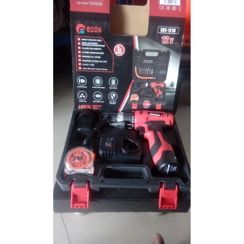 EDON Mesin Bor Cas Set Cordless Drill ED2-1210