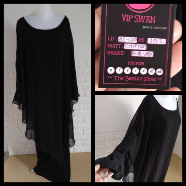 Baju Dress Second Preloved Hitam Lengan Panjang Long Dress Keren Fit S M L XL XXL
