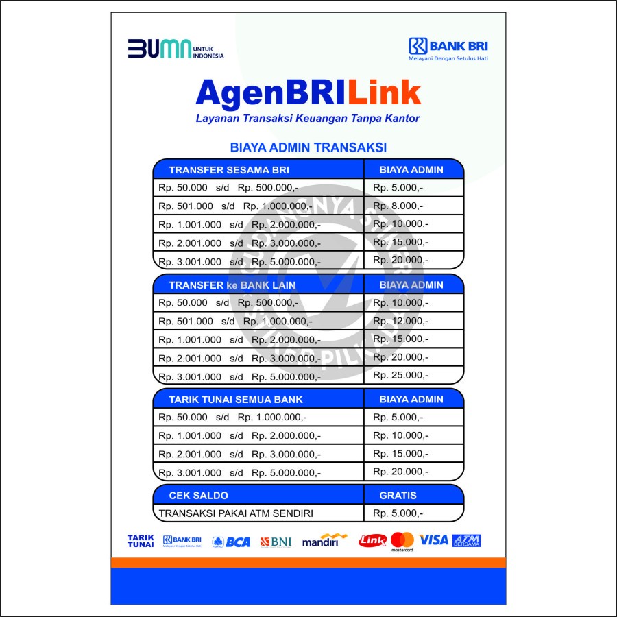 STIKER VINYL BIAYA ADMIN AGEN BRILINK