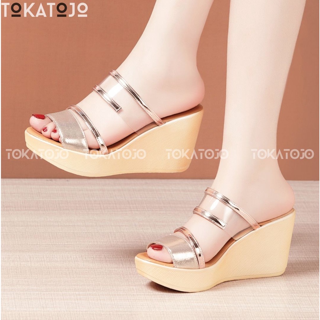 SANDAL WEDGES PESTA NEW FASHION KOREA TERBARU TOKATOJO FASHION MIKA PREMIUM SANDAL WEDGES WANITA CASUAL