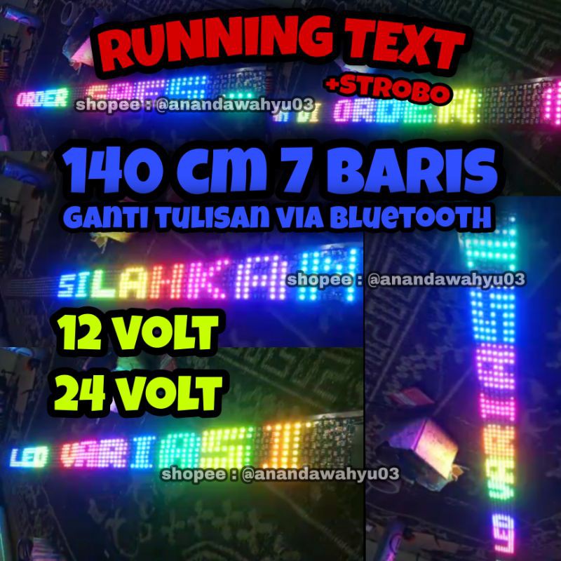 Running Text Tulisan Berjalan 140 cm 12 Volt 24 Volt Elf Truck Bus