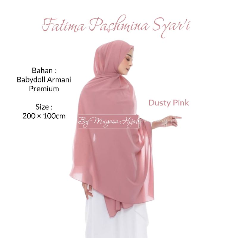 Fathima Pashmina Syari Hijab Pashmina Premium Babydoll Armani size 200×100cm by Muyasa Hijab Pashmin