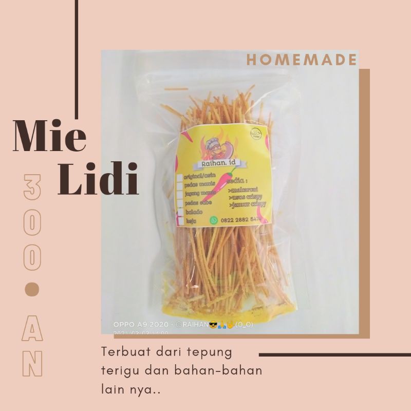 

mie lidi/mie lidi pedas/mie lidi aneka rasa 50 gram/cemilan/makanan ringan/pedas/asin/original/