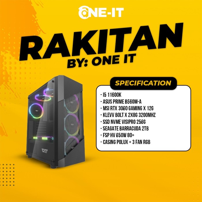 PC RAKITAN I5 11600K | RTX 3060 | RAM 16 GB | SDD 256 GB | HDD 2 TB