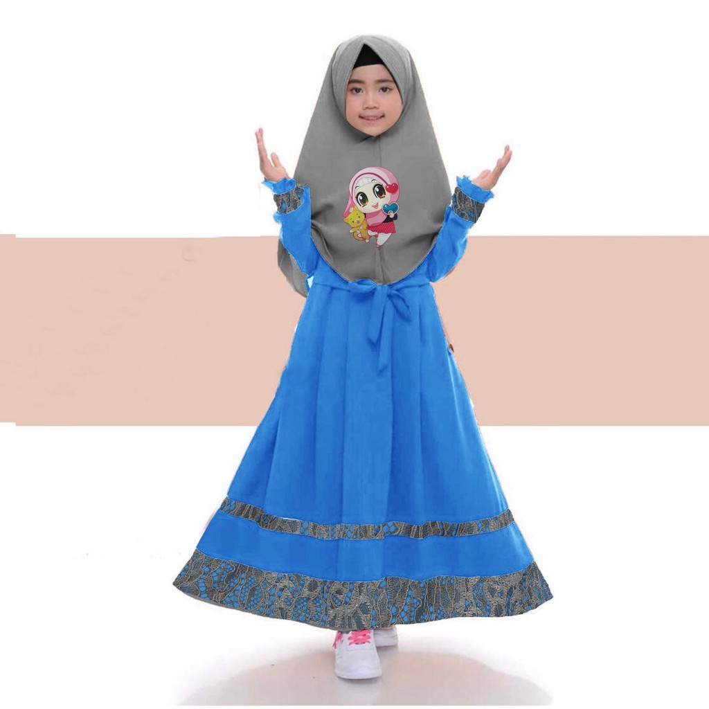 HOPYLOVY - Gamis Anak Two Tones Tisha Kids dengan Lampu LED