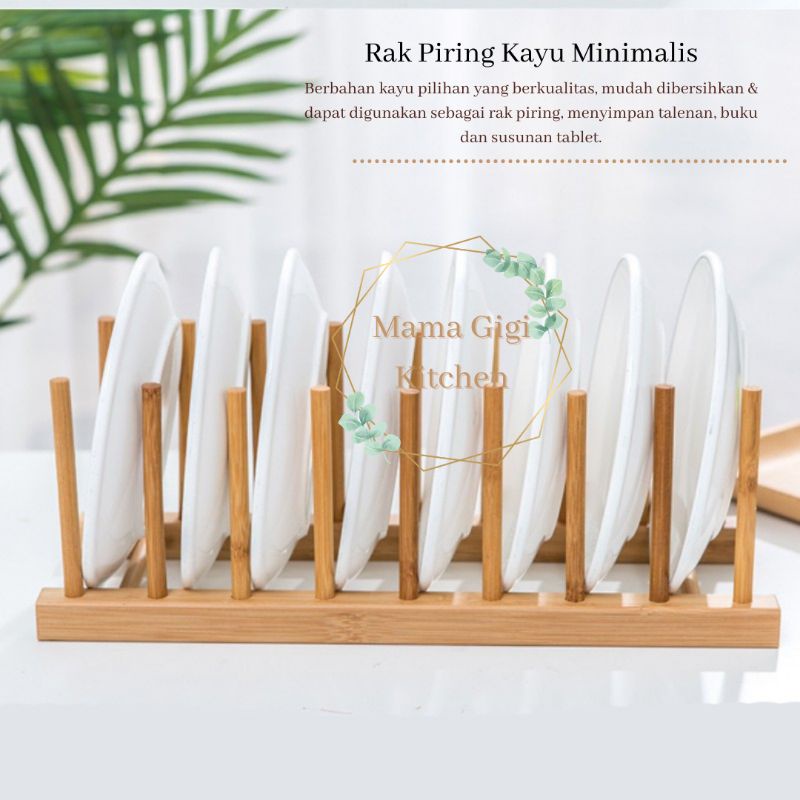 RAK KAYU SUSUN PIRING GELAS BUKU TALENAN TUTUP PANCI / RAK DAPUR / RAK MEJA DAPUR / RAK PENYIMPANAN