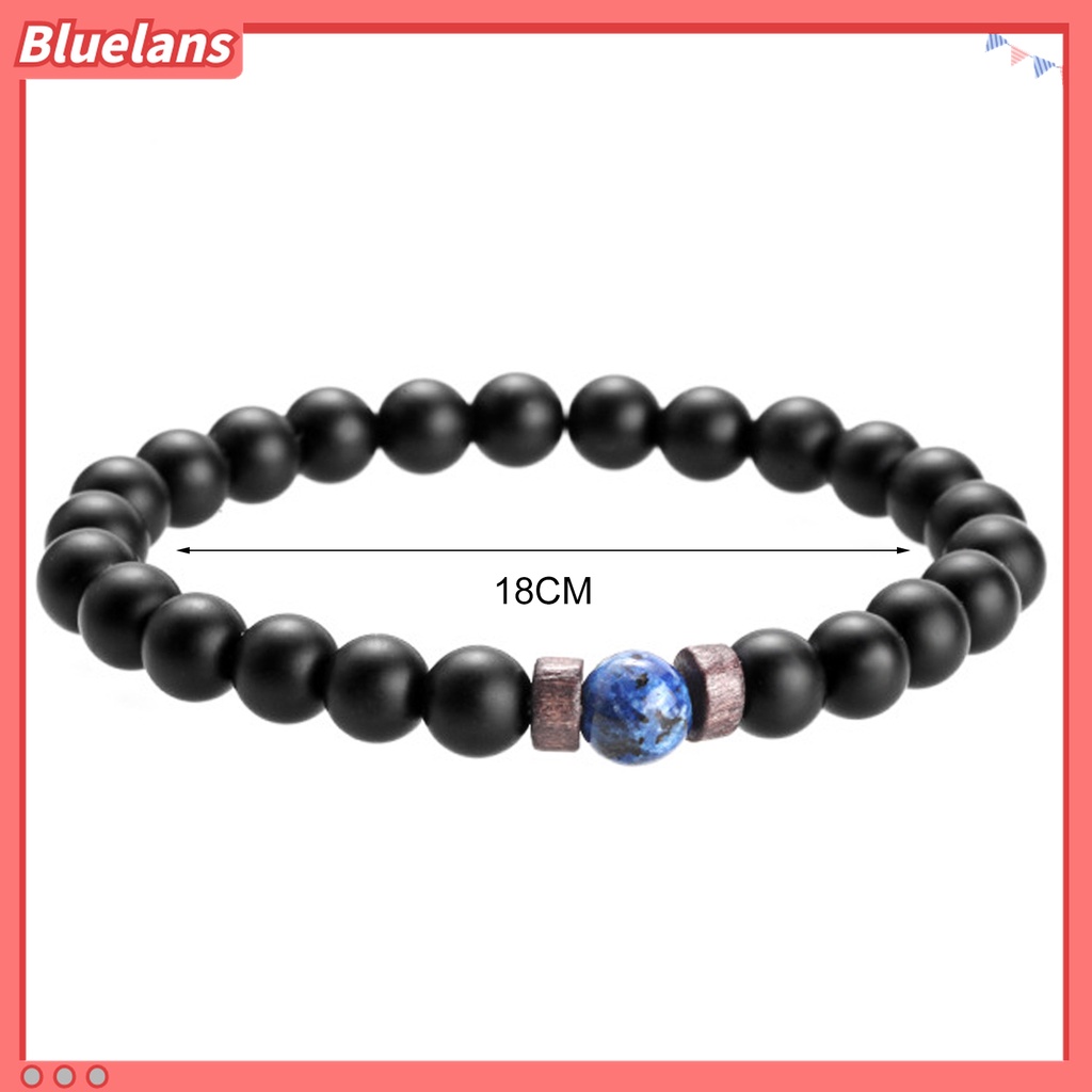 Gelang Tali Elastis Hias Manik-Manik Batu Vulkanik Unik Untuk Pria