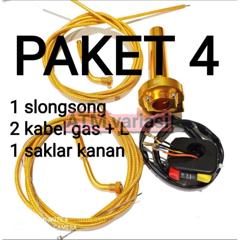 PAKETAN VARIASI SELONGSONG GAS SPONTAN FULL CNC PLUS KABEL PLUS L GAS PLUS SAKLAR / GOLD MERAH BIRU