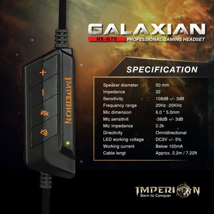 Head   set Gaming Imperion HS-G70 Galaxian, 7.1 surround