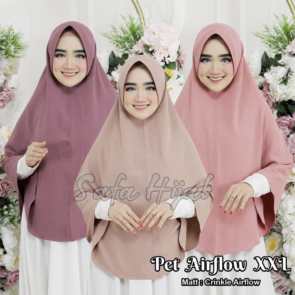 Bergo Pet Air Flow Crinkle Khimar Airflow Crinkle xxl  Hijab Instan Termurah Safa Hijab