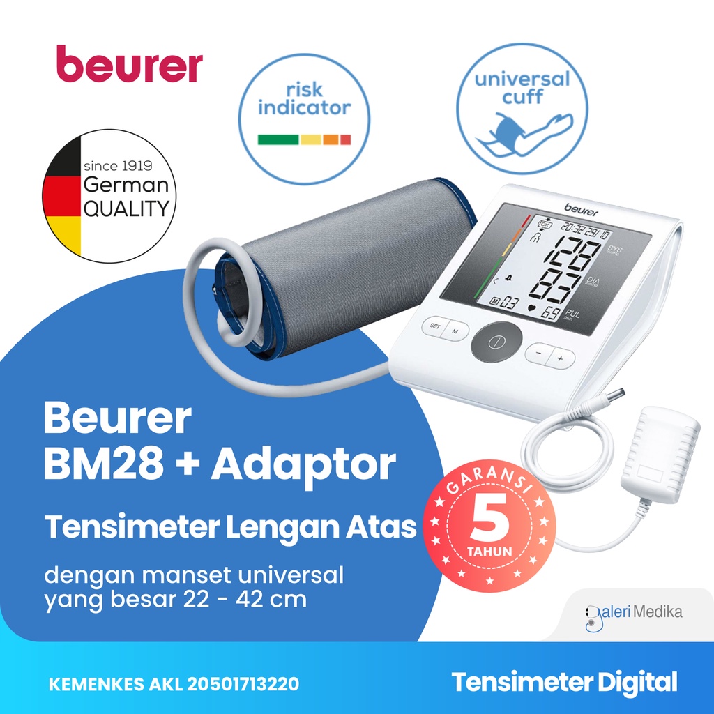 Beurer BM28 / BM 28 / BM-28 Tensimeter Digital Lengan + Adaptor Brand Jerman