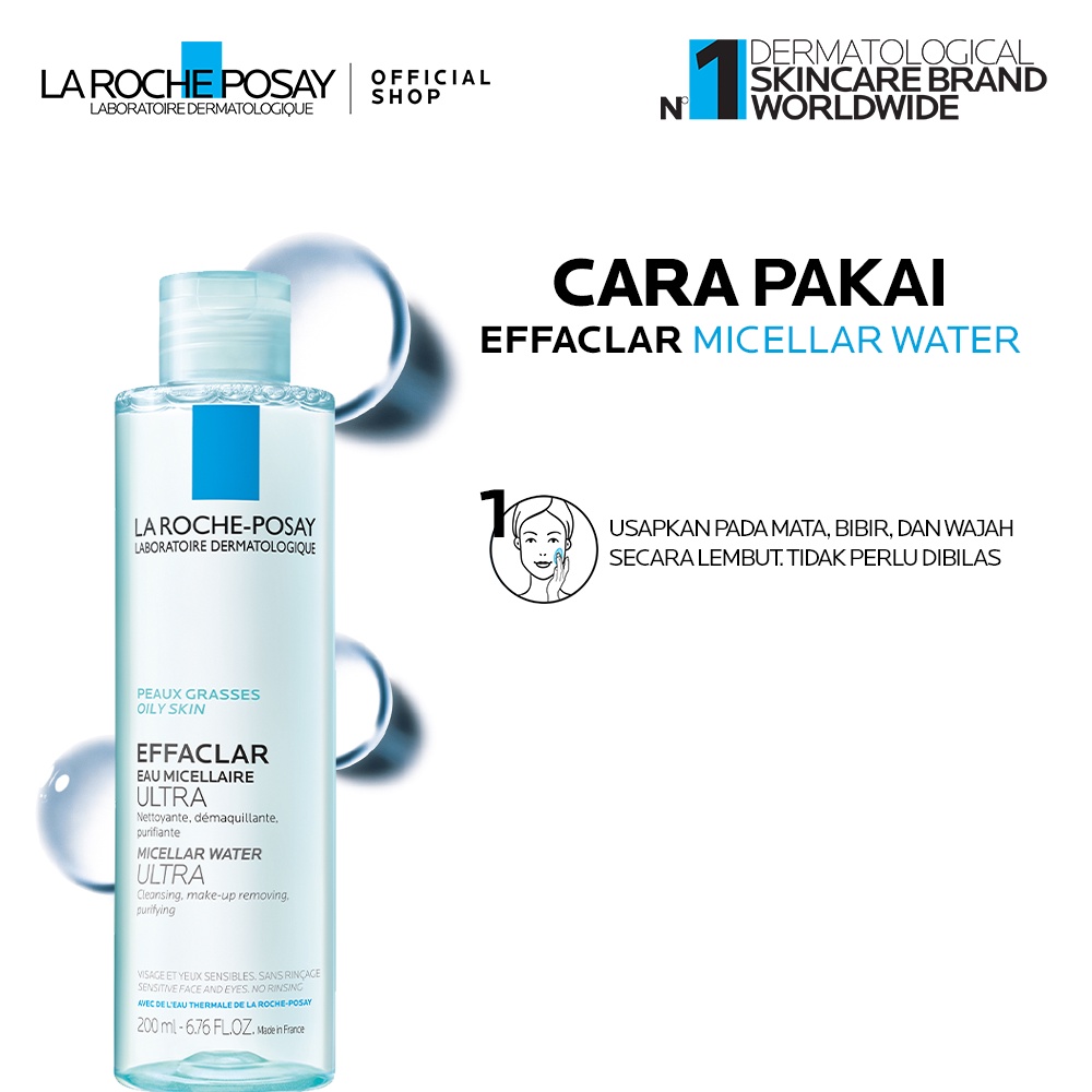 La Roche Posay Effaclar Micellar Water 200ml - Pembersih Wajah Kulit Berminyak/ Sensitif