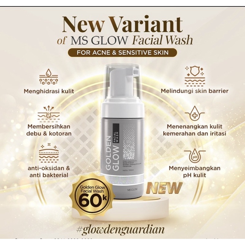 Ms Glow Facial Wash Golden | Sabun Cuci Muka Ms Glow Brightening