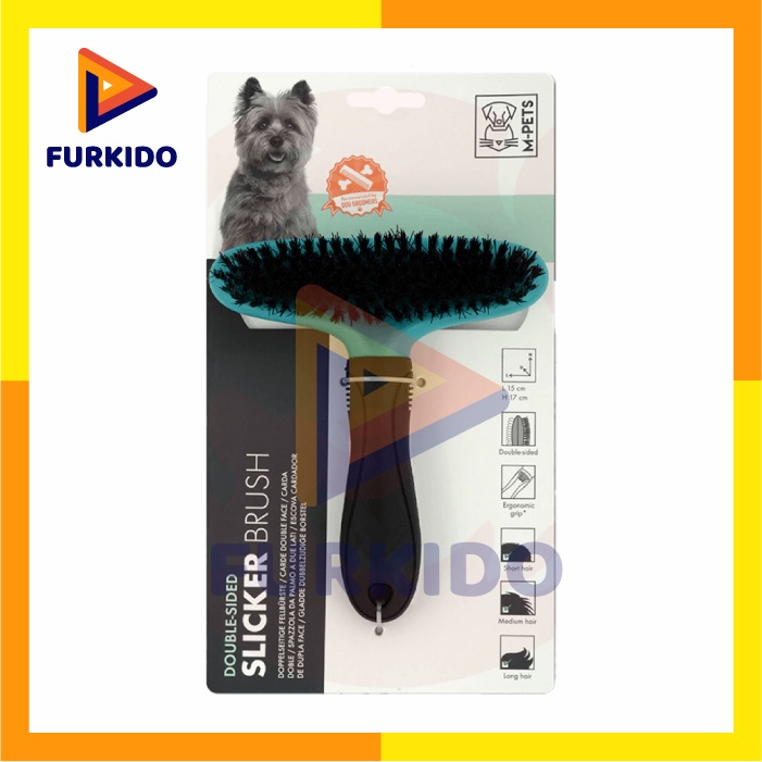 M-Pets Double Sided Slicker Brush - Sisir Hewan