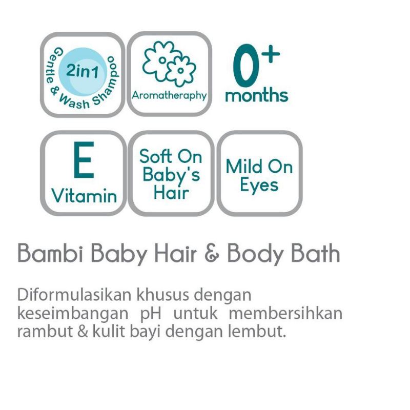 Bambi HAIR &amp; BODY BATH REFILL 450ml / Shampoo Sabun Bayi 2in1