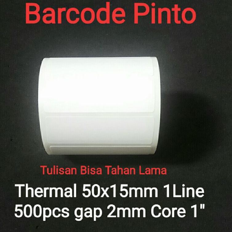 

SKT Label Barcode Thermal 50x15mm 1Line 500pcs gap 2mm Core 1 inchi ,