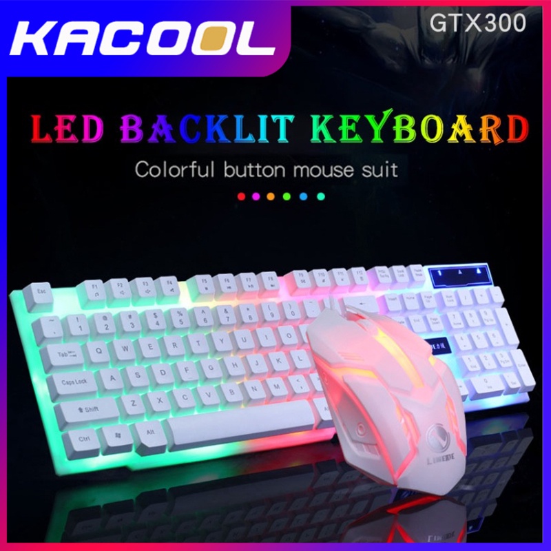 Paket Gaming Keyboard Mouse set LED Light Dan Mouse Produk GTX300 Gaming Keyboard Dan Mouse RGB Set Mouse Dan Keyboard Gaming USB Cable RGB