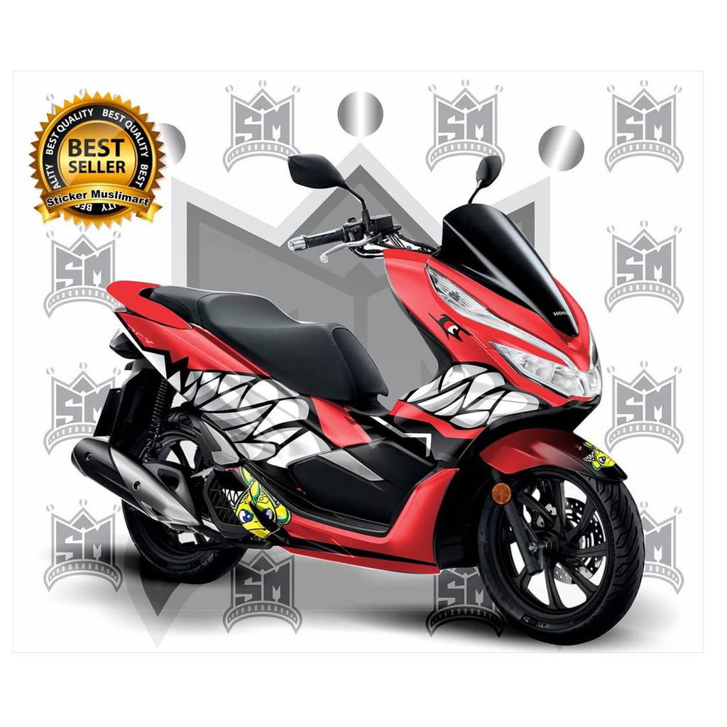 Sticker decal full body Honda PCX Shark Merah