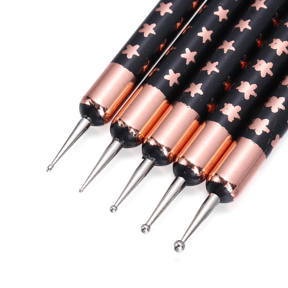 Solighter Nails Art Dotting Pen UV Painting Liner Gel Brushes 2in1 Kepala Ganda