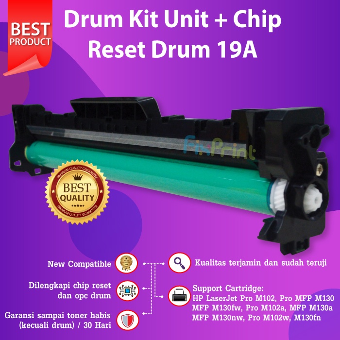 Drum Kit Unit HP 19A CF219A Pasangan Toner Cartridge 17A CF217A Compatible M102a M130a M102w + Chip