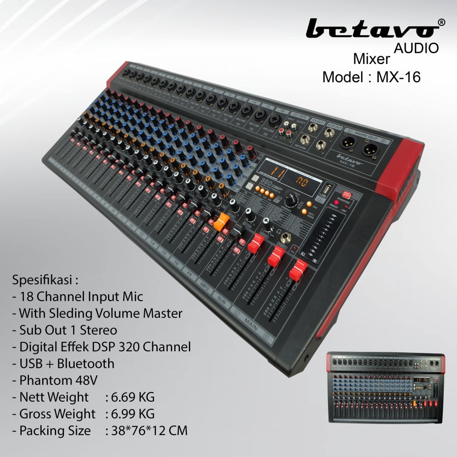 MIXER AUDIO BETAVO MX 16 PROFESSIONAL MIXER AUDIO 16 CHANNEL