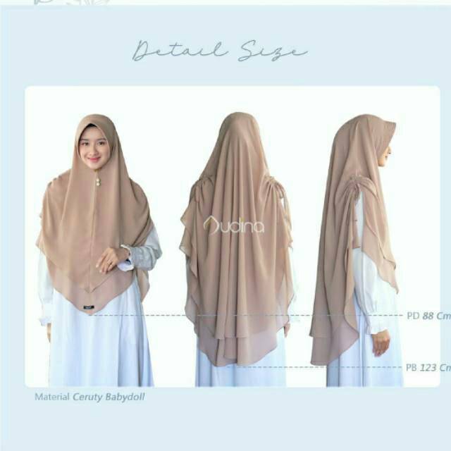 Nadhira Khimar ceruty babydoll by Audina/Khimar Putih Tulang/Jilbab Putih/Khimar Broken white
