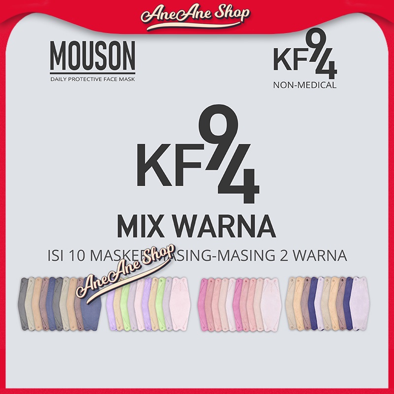 Masker Mouson KF94 Mix Warna Masker Non Medis Sekali Pakai