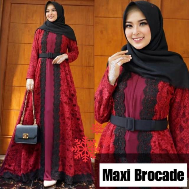 Baju gamis wanita terbaru model pesta kekinian ceruty polos Kaffa Size M L XL XXL busui syar'i Vs m