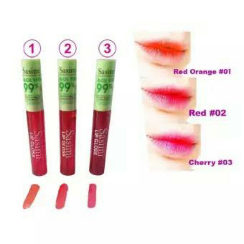 SASIMI ALOE VERA 99% LIPTINT LIP WATER TINT ALOEVERA LIPSTICK CAIR MISS GIRL