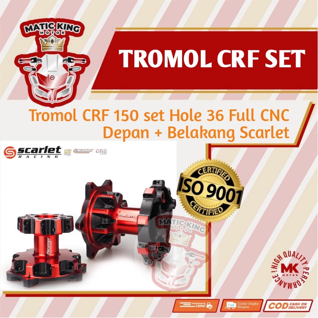 Tromol CRF 150 set Scarlet Hole 36/36 Full CNC depan dan belakang