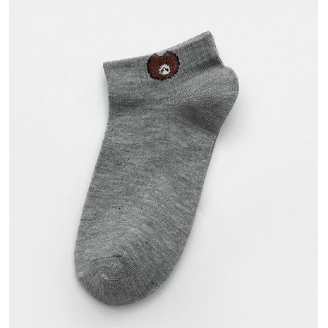 Kaos Kaki Ankle Pendek Lucu Tebal 1kg muat 86pcs Motif Brown Import Lembut GANNISE KK0002-KK0002 GRAY
