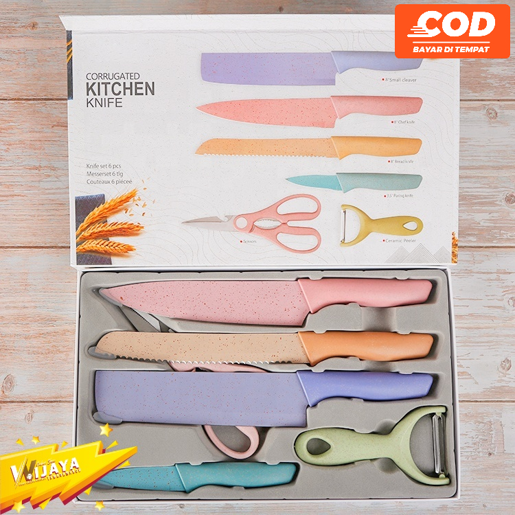 Pisau Dapur Set Stainless Knife Anti Lengket Isi 6 Pcs / Peralatan Masak Pisau PREMIUM/Pisau Sultan