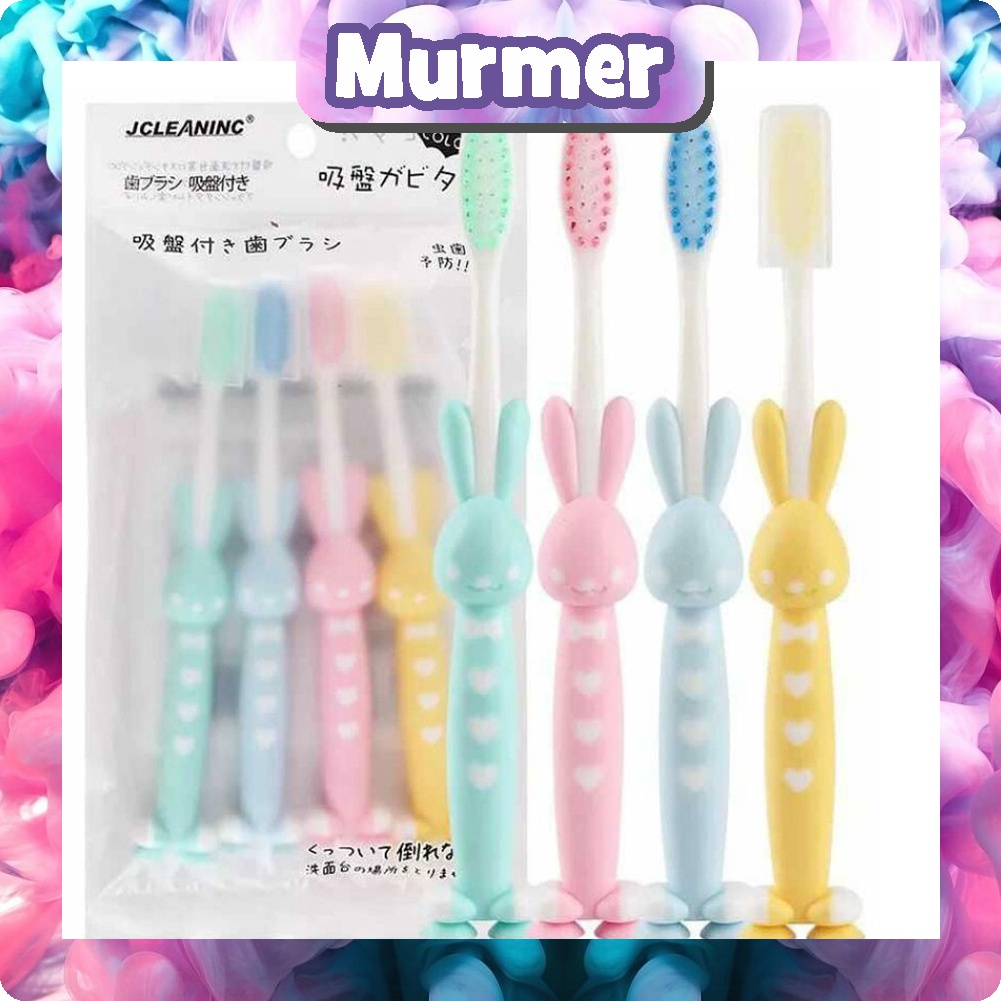 MurmerOfficial Sikat Gigi Anak Karakter Beruang &amp; Kelinci Sikat Gigi Halus Lembut Motif Lucu R617