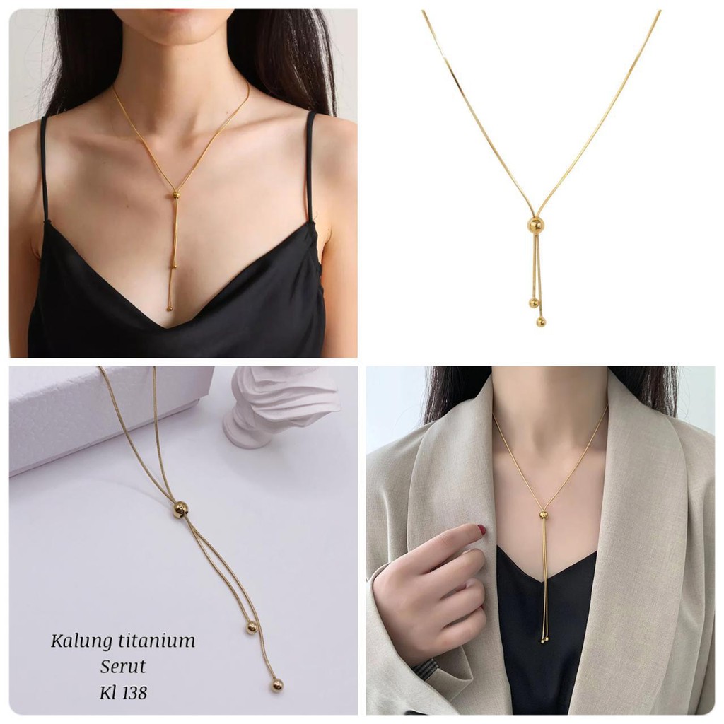 COD! kalung titanium anti karat / kalung wanita serut / kalung wanita korean look import