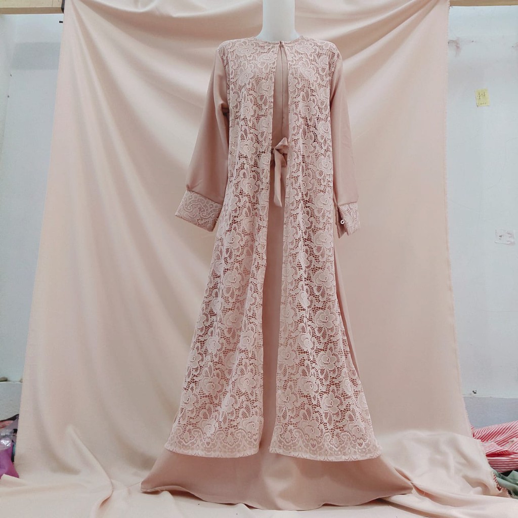 SABIAN BRUKAT REAL PICTURE/ gamis murah/ gamis brokat/ dress terbaru-Mocca