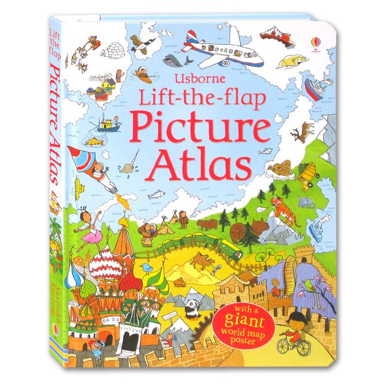 Usborne Lift-the-flap Picture Atlas Board Book With a Giant World Map Poster