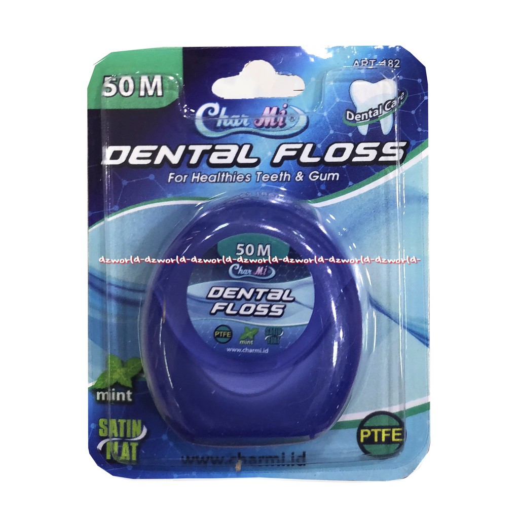 Char Mi Dental Floss 50m Satin Flat Min Dental Floss Benang Gigi