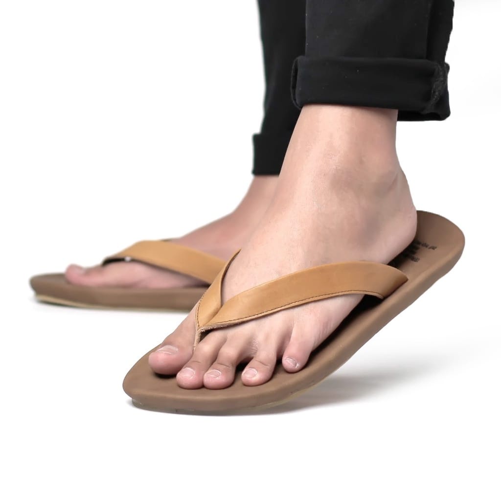 WALLT|Sandal Kasual Kulit Pria Original Distro Model Tali Trendy Kekinan Coklat Hitam