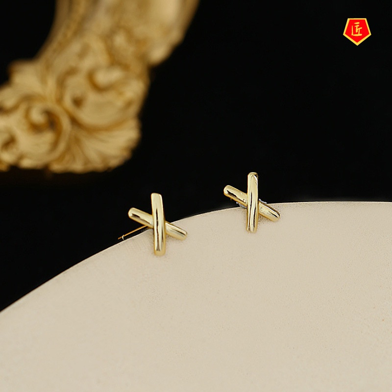 [Ready Stock]Simple 925 Silver Small Gold Stud Earrings