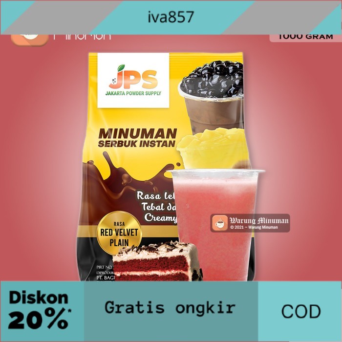 

PROMO Bubuk Minuman 1 kg Red Velvet JPS Plain Tanpa Gula GRATIS ONGKIR