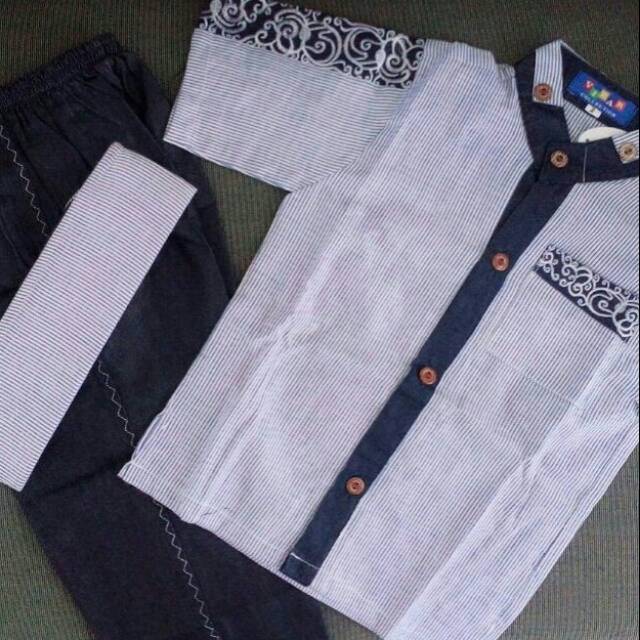 Koko Anak | Koko Anak Denim | Baju Koko Anak Warna Biru Abu Merah Coklat