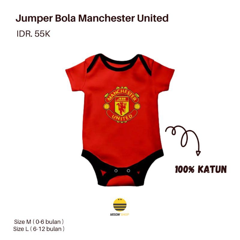 Baju Anak Jumper Bayi Bola Manchester United usia 0-12 bulan