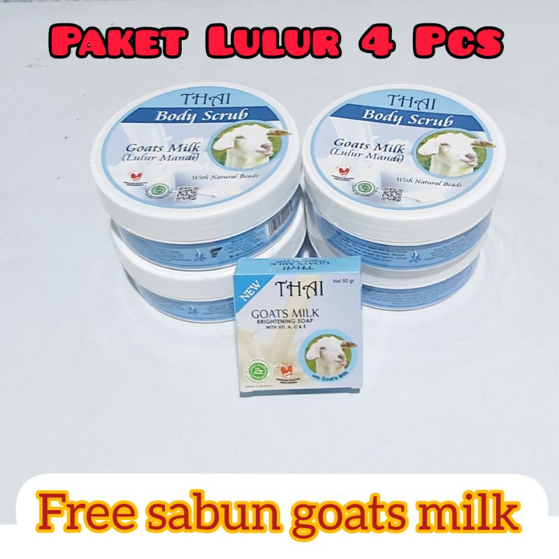 Paket Lulur Mandi 4 Pcs Gratis Sabun 50gr Skincare Thai Goat's Milk